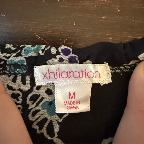 Xhileration Black Patterned Sheer Overlay Boho Dress - Picture 6 of 7